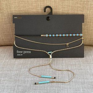 Free Press Jewelry Women Choker Necklace Gold/Black/Turquoise Tone Fashion Jewel